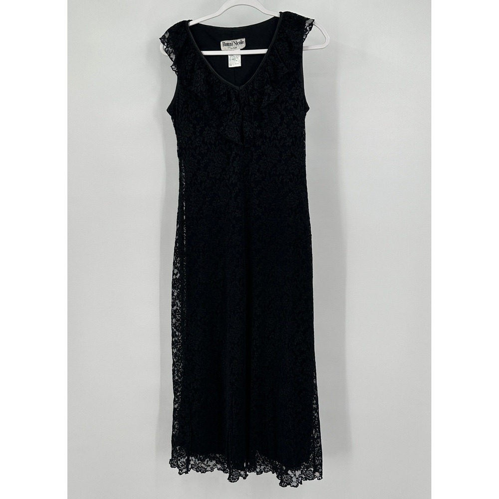 Womens Romantic Elegant Evening Maxi Dress Size 12P Whimsigoth Ruffle Victorian - Picture 1 of 8